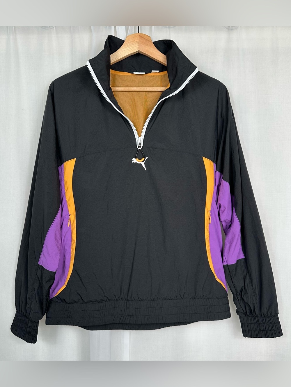 PUMA SWxP Cellerator Relaxed Half-Zip Anorak Windbreaker Jacket Black Purple S